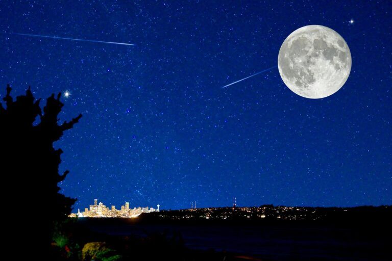 meteore, pioggia di stelle, stelle cadenti, superluna