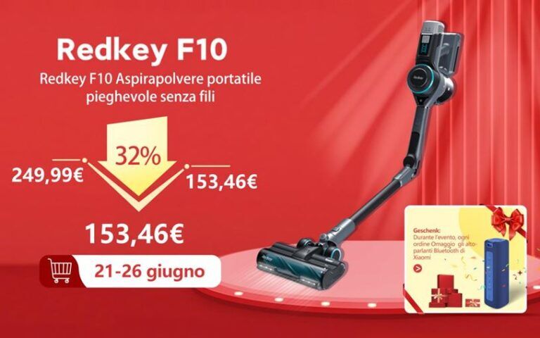 Redkey F10 aspirapolvere cordless a prezzo scontato con questo coupon (e speaker Xiaomi in regalo)