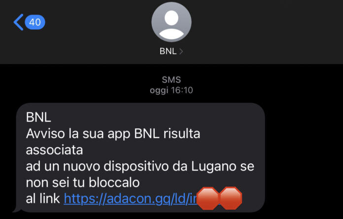 SMS truffa BNL