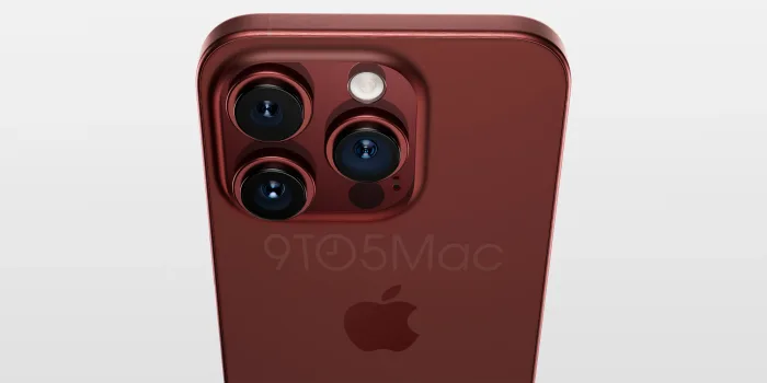 iPhone 15 Pro rosso scuro render