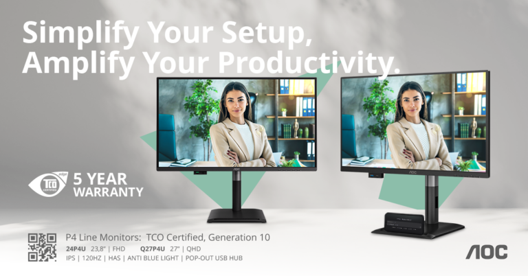 AOC lancia la nuova serie Professional P4: monitor a 120 Hz per un lavoro fluido e confortevole